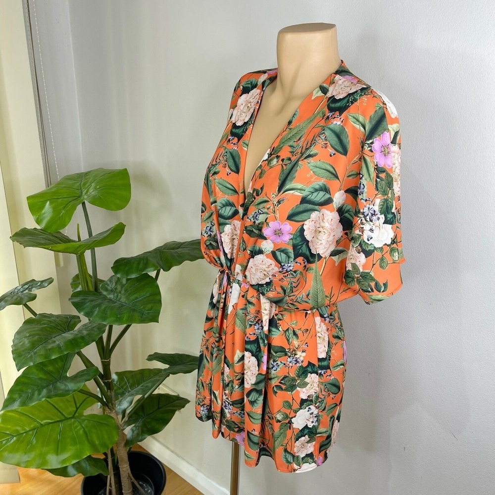 Sheike Orange Floral Playsuit Size 8 - Picture 2 of 12